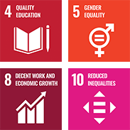 4.QUALITY EDUCATION 5.GENDER QEUALITY 8.DECENT WORK AND ECONOMIC GROWTH 10.REDUCED INEQUALITIES